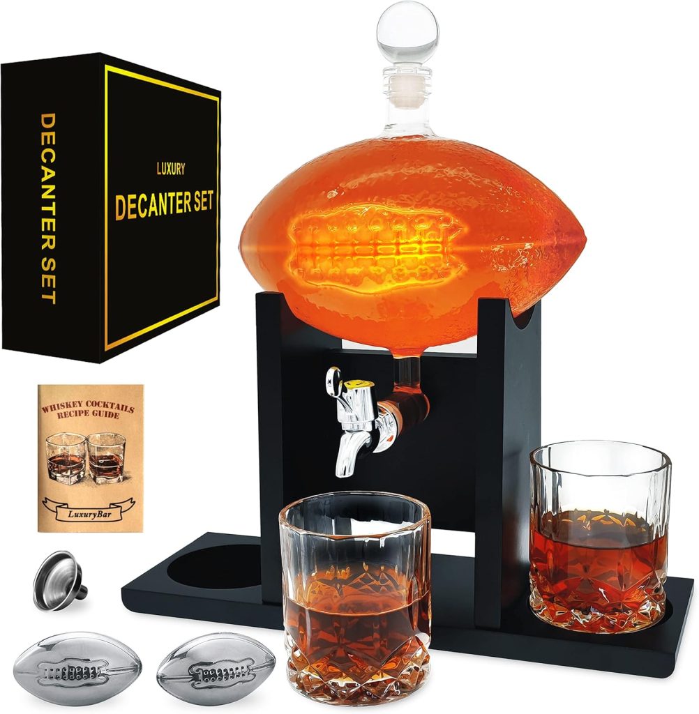 Football Whiskey Decanter Set with Glasses Spout Football Chiller,47oz Whiskey Decanter Sets for Men,Tequila Liquor Decanters for Alcohol Bourbon Gifts for Men Gifts for Dad Boyfriend Him Husband Football Whiskey Decanter Set with Glasses Spout Football Chiller,47oz Whiskey Decanter Sets for Men,Tequila Liquor Decanters for Alcohol Bourbon Gifts for Men Gifts for Dad Boyfriend Him Husband