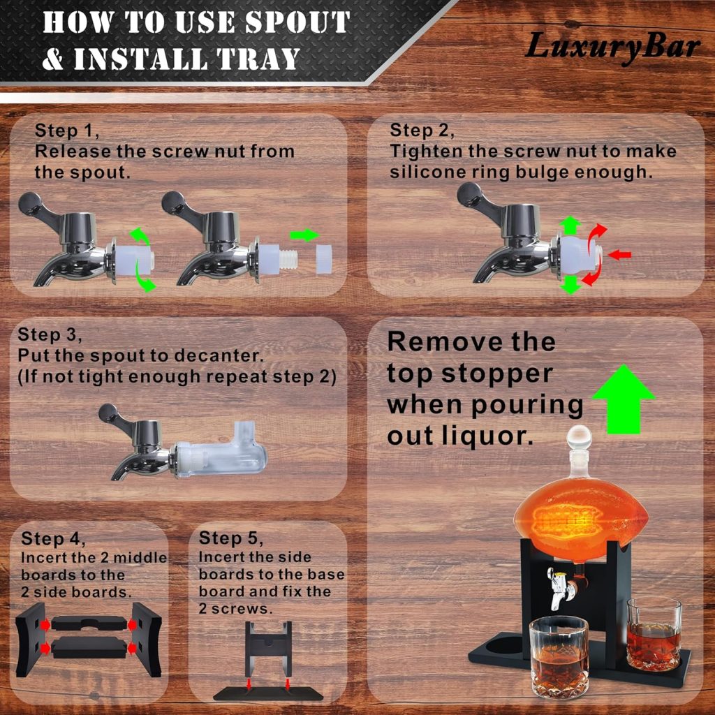 Football Whiskey Decanter Set with Glasses Spout Football Chiller,47oz Whiskey Decanter Sets for Men,Tequila Liquor Decanters for Alcohol Bourbon Gifts for Men Gifts for Dad Boyfriend Him Husband Football Whiskey Decanter Set with Glasses Spout Football Chiller,47oz Whiskey Decanter Sets for Men,Tequila Liquor Decanters for Alcohol Bourbon Gifts for Men Gifts for Dad Boyfriend Him Husband