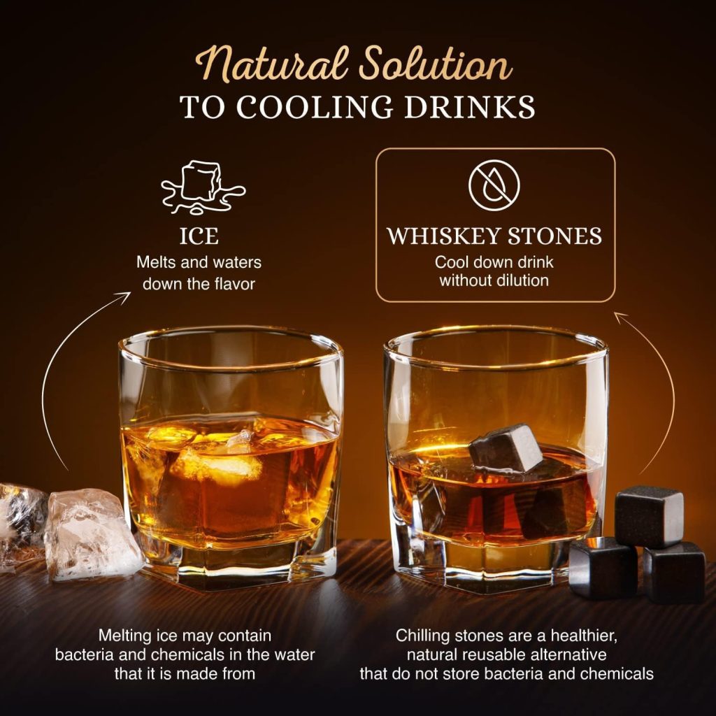 Whiskey Stones Gift Set by Royal Reserve, Artisan Crafted Scotch Bourbon Glasses, Chilling Rocks, Coasters and Tongs – Whiskey Gifts for Men Dad Boyfriend Anniversary or Retirement Whiskey Stones Gift Set by Royal Reserve, Artisan Crafted Scotch Bourbon Glasses, Chilling Rocks, Coasters and Tongs – Whiskey Gifts for Men Dad Boyfriend Anniversary or Retirement