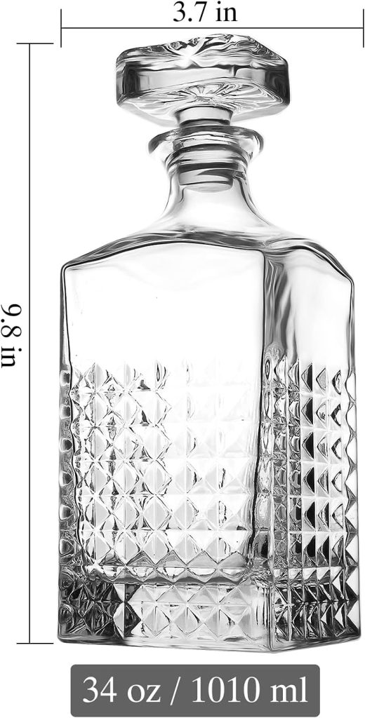 LIGHTEN LIFE Whiskey Decanter,29oz Crystal Decanter with Glass Stopper,Liquor Decanter in Gift Box,Premium Vodka Decanter for Whiskey,Bourbon,Scotch,Liquor