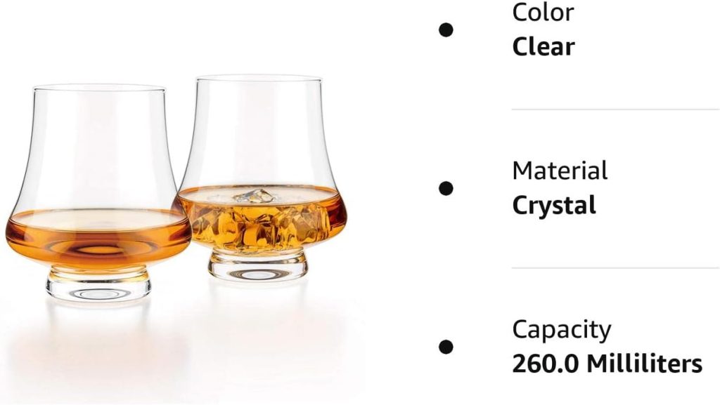 LUXBE - Bourbon Whisky Crystal Glass Snifter, Set of 2 - Wide Tasting Glasses - Handcrafted - Good for Cognac Brandy Scotch - 9-ounce/260ml
