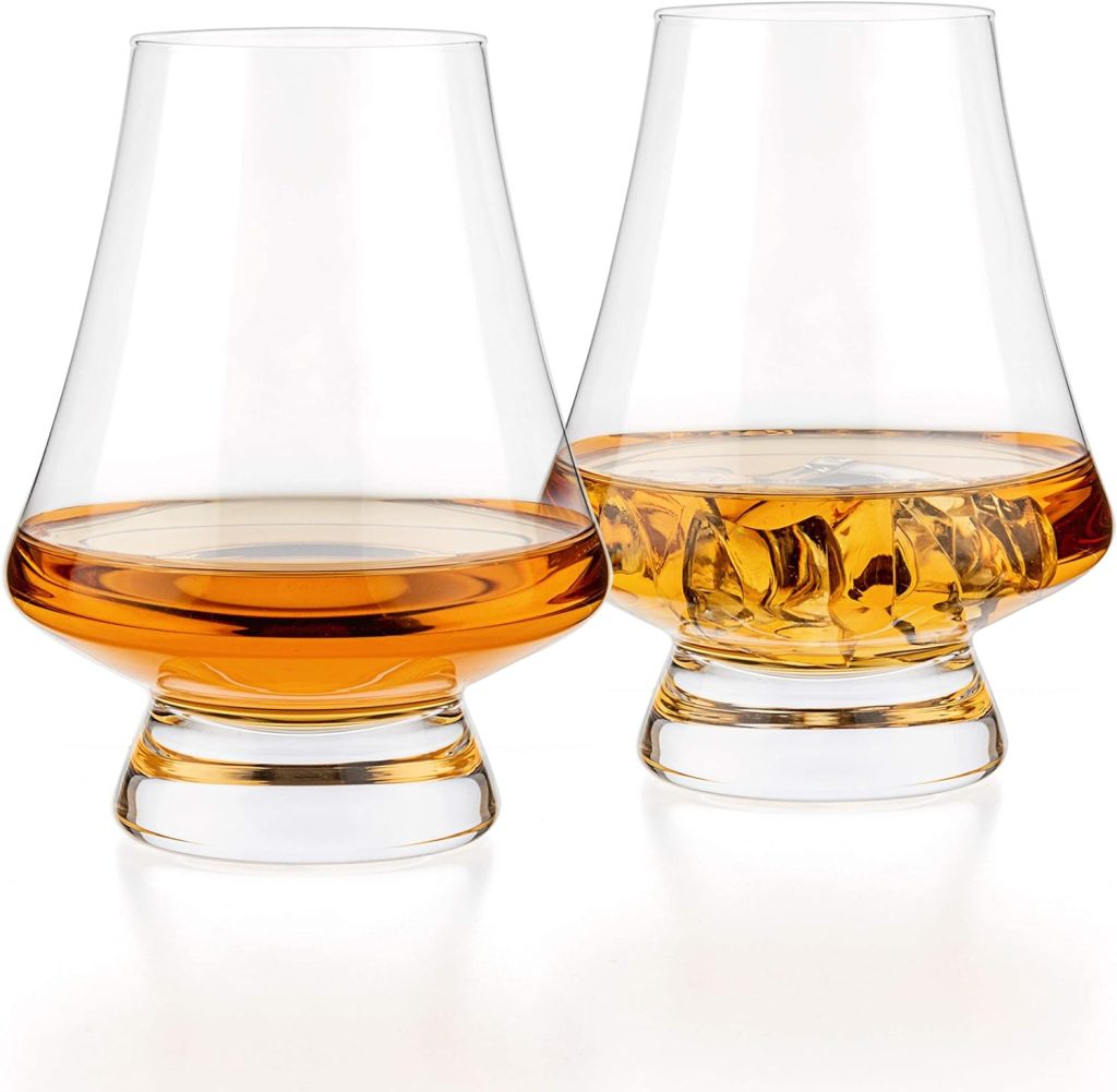 LUXBE - Bourbon Whisky Crystal Tasting Glass Snifter, Set of 2 - Classic Tasting Glasses with Narrow Rim - Handcrafted - Good for Cognac Brandy Scotch - 7-ounce/200ml