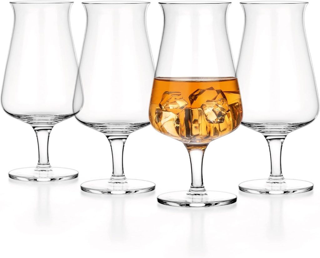 Luxbe - Whiskey Bourbon Brandy Crystal Glasses Snifter, Set of 4 - Large Handcrafted - 100% Lead-Free Crystal Glass - Great for Spirits Drinks - Cognac Scotch - 8.5oz - 250ml