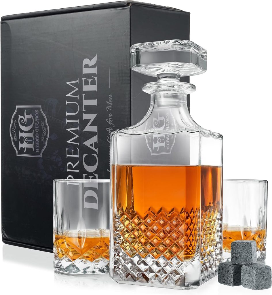Luxury Gift For Men – Whiskey Decanter For Beloved Husband Or Dad Birthday Gift – Handmade Lead-Free Glass Decanter Is a Great Gift Idea for Whiskey, Bourbon, Vodka, Rum, Scotch lovers