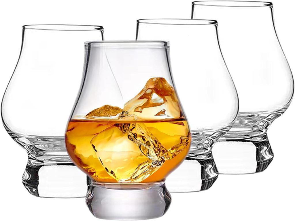 Mfacoy Whiskey Glasses Set of 4, Scotch Glass 6 Ounce, Hand Blown Wine Tasting Glasses, Shot Glasses Bar Set, Brandy Snifter Whiskey Glass for Scotch Bourbon Liquor Tequila Gin Cognac Vodka Cocktail