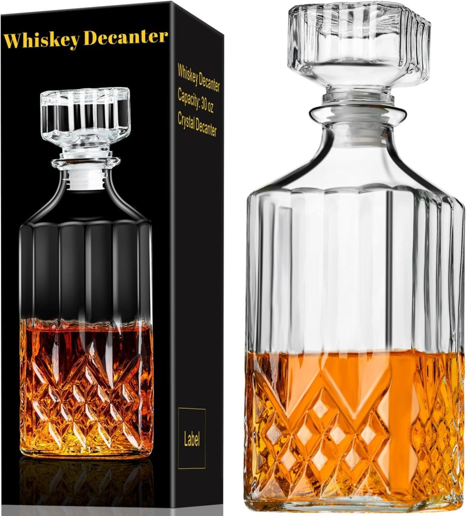 PARACITY Whiskey Decanter, 30oz Decanters for Alcohol with Glass Stopper, Gift Boxed Bourbon Decanter, Whiskey Gifts for Men, Whiskey Decanter Sets for Men, Decanter for Whiskey, Bourbon