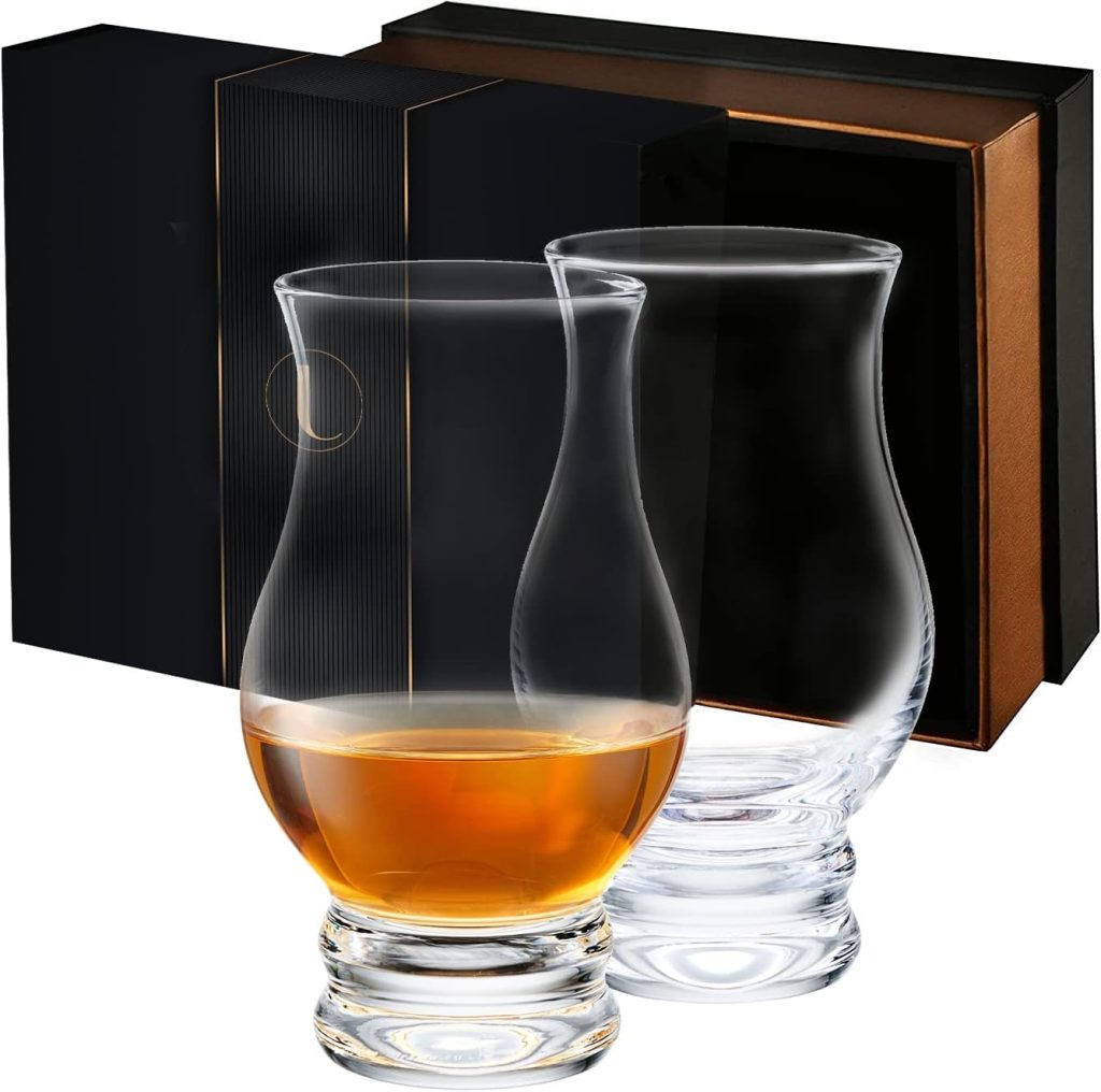 Set of 2 Whiskey Glasses with PRESENTATION storage GIFT BOX, 8oz Old Fashioned Drinking Glasses, Clear Bar Shot Glasses, Brandy Snifter Whisky Glass for Scotch Bourbon Liquor Tequila Gin Tonic Vodka
