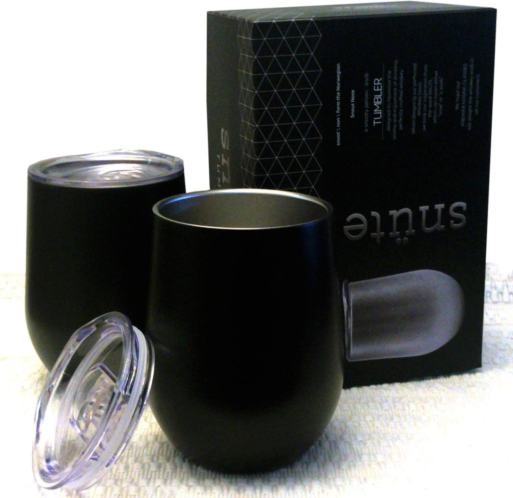 Snute Double-wall Stainless Steel Whiskey Glasses - Stemless Whiskey Nosing Glass (Black)