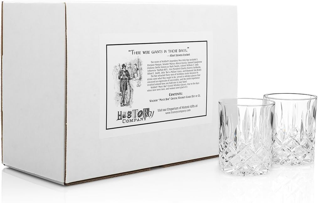 Astor “Mens Bar” Crystal Whiskey Glass 2-Piece Set (Gift Box Collection)