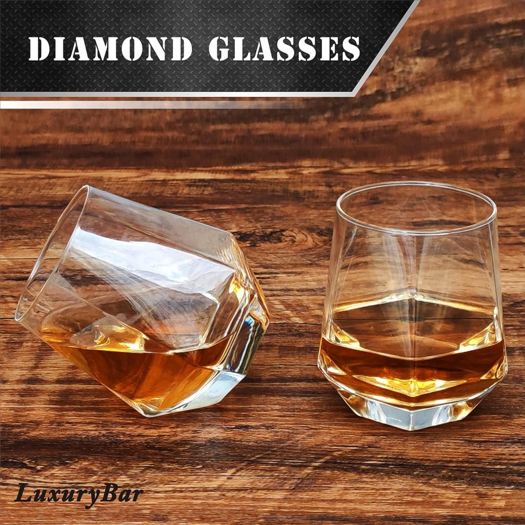 Diamond Whiskey Decanter Sets for Men with ChillBall Tray,Whiskey Decanter Set Liquor Dispenser Bourbon Decanter Whiskey Set Gifts for Men