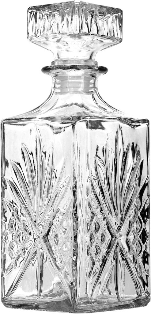 Hopourney Glass Whiskey Decanter  Liquor Decanter 750ML- Glass Decanter for Alcohol Bourbon Scotch.