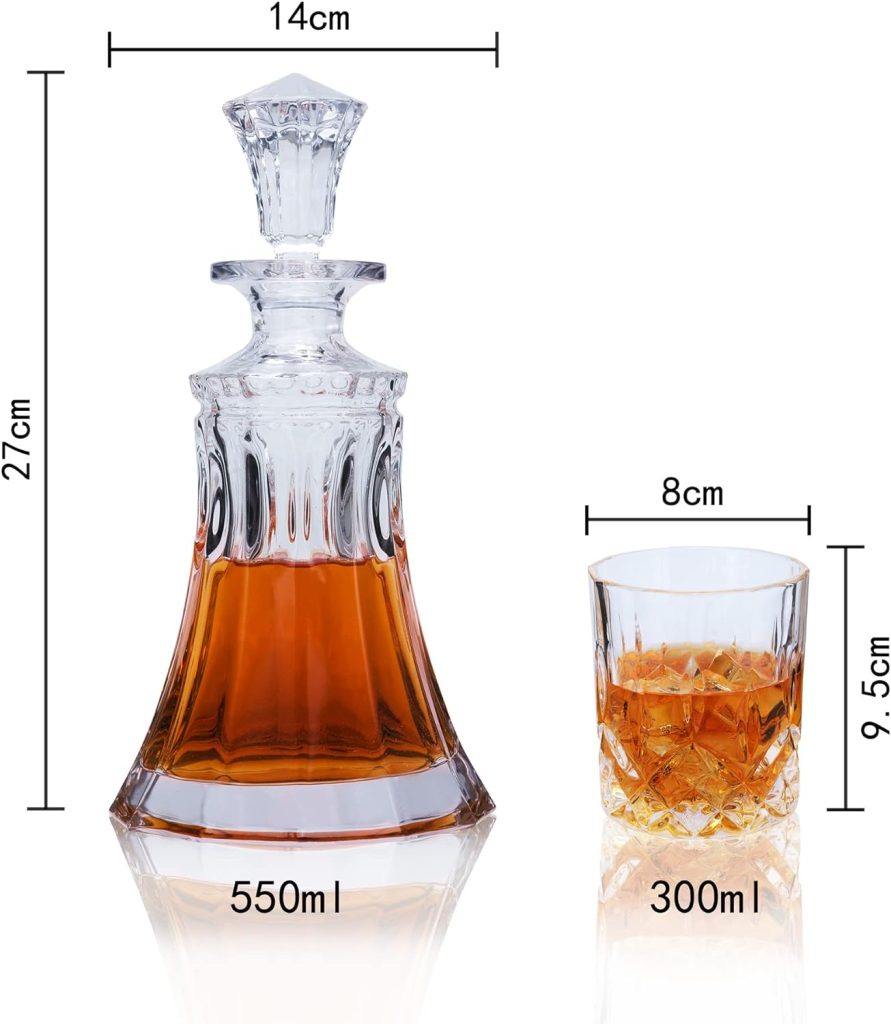 KANARS Whiskey Decanter - Crystal Decanter Set with 4 Rock Glasses for Bourbon, Scotch, Rum, Vodka And Liquor - Gift for Men Dad Groomsmen Boyfriend Grandpa Husband