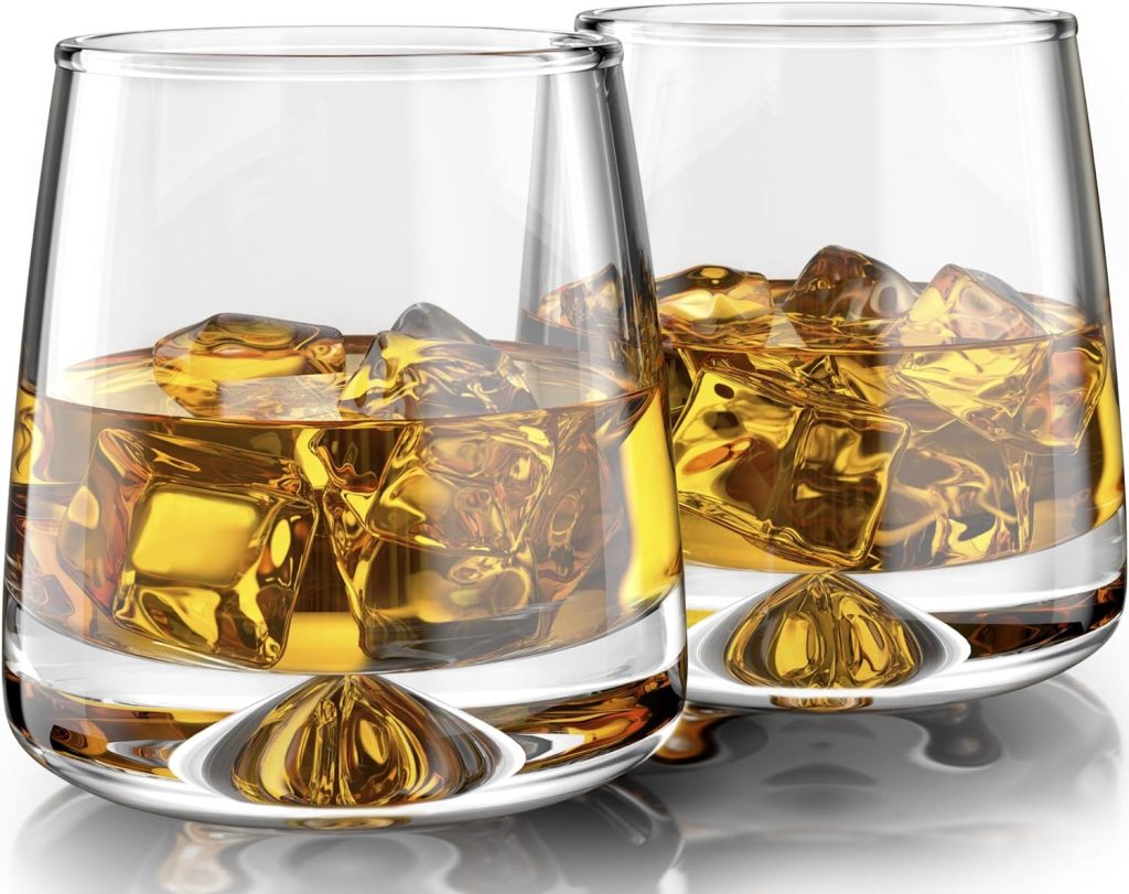 Mofado Crystal Whiskey Glasses in a Gift Box - Modern - (Set of 2) 11 oz - Perfect Weight and Sturdy/Barware for Scotch, Bourbon and Cocktails
