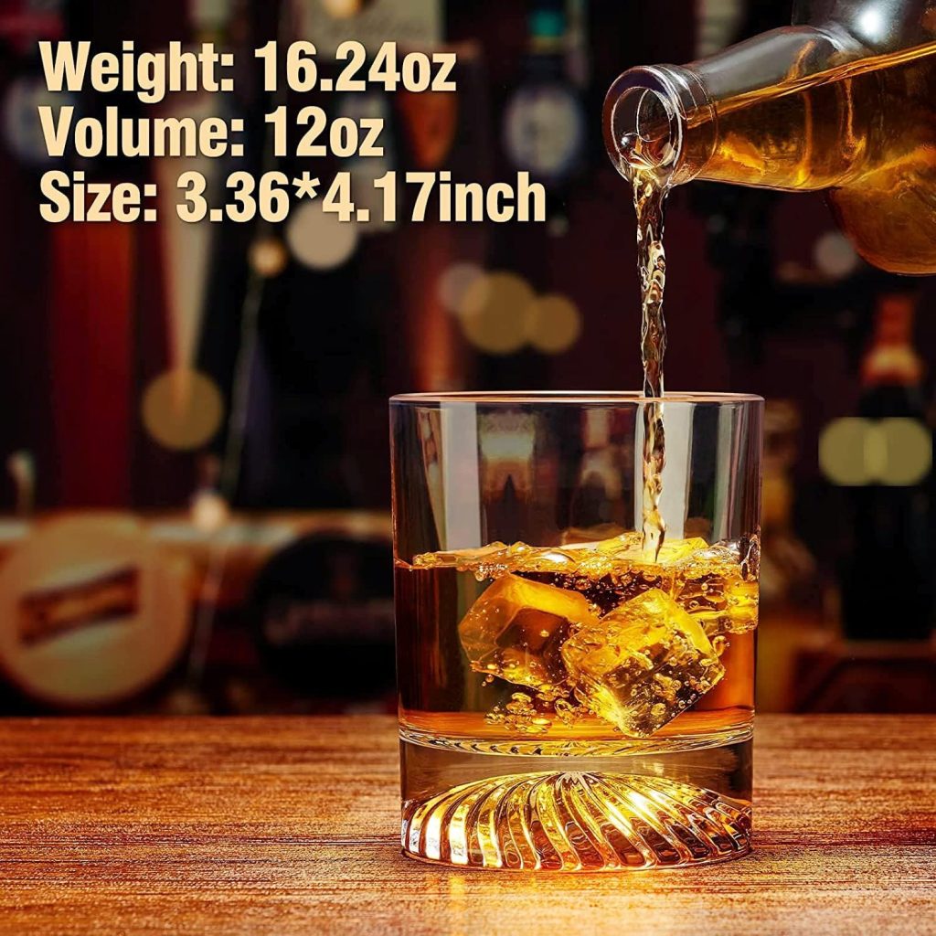 OPAYLY Whiskey Glasses Old Fashioned Glasses Set of 4 12oz Rocks Glasses Gift for Men Women Drinking Bourbon Scotch Cocktails Rum Cognac Vodka at Bar Home