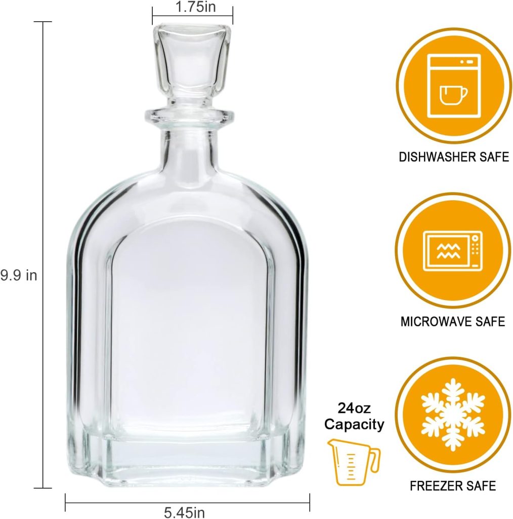 Salzesfalls Whiskey Decanter with Glass Stopper-Whiskey Glass Bottle with Airtight Geometric Stopper for Wine, Bourbon, Brandy, Liquor, Tequila, Liquor Decanter for Men.（2 Pack）