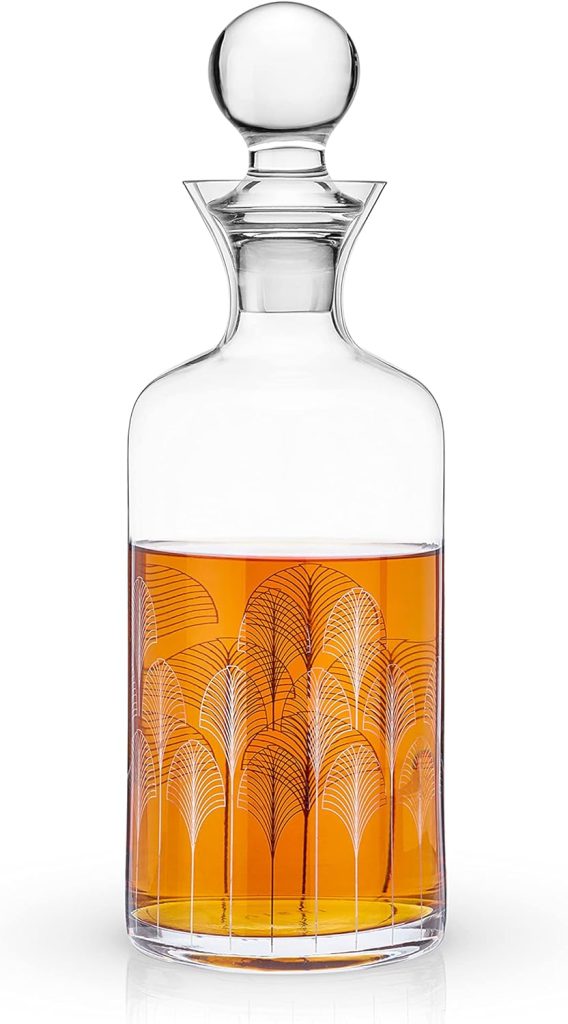 Viski Deco Crystal Whiskey Decanter, Scotch, Bourbon, Liquor Carafe, Whisky Accessories and Gifts, Spirits Dispenser, 44oz