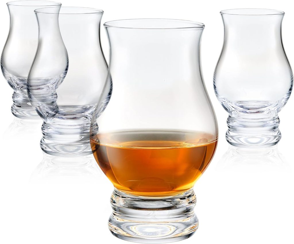 Whiskey glasses Set of 4 - Clear Shot Glasses Bar Set - Old Fashioned Drinking Glasses Gift Set - Brandy Snifter Whisky Glass for Liquor, Scotch, Bourbon, Tequila, Gin, Tonic, Cognac, Vodka, Cocktail