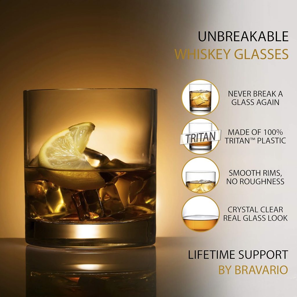 Unbreakable Tritan Plastic Whiskey Glasses | Shatterproof Double Rocks | Dishwasher-Safe | BPA-free | Perfect for Cocktail Bourbon | 12.5 oz, Set of 8