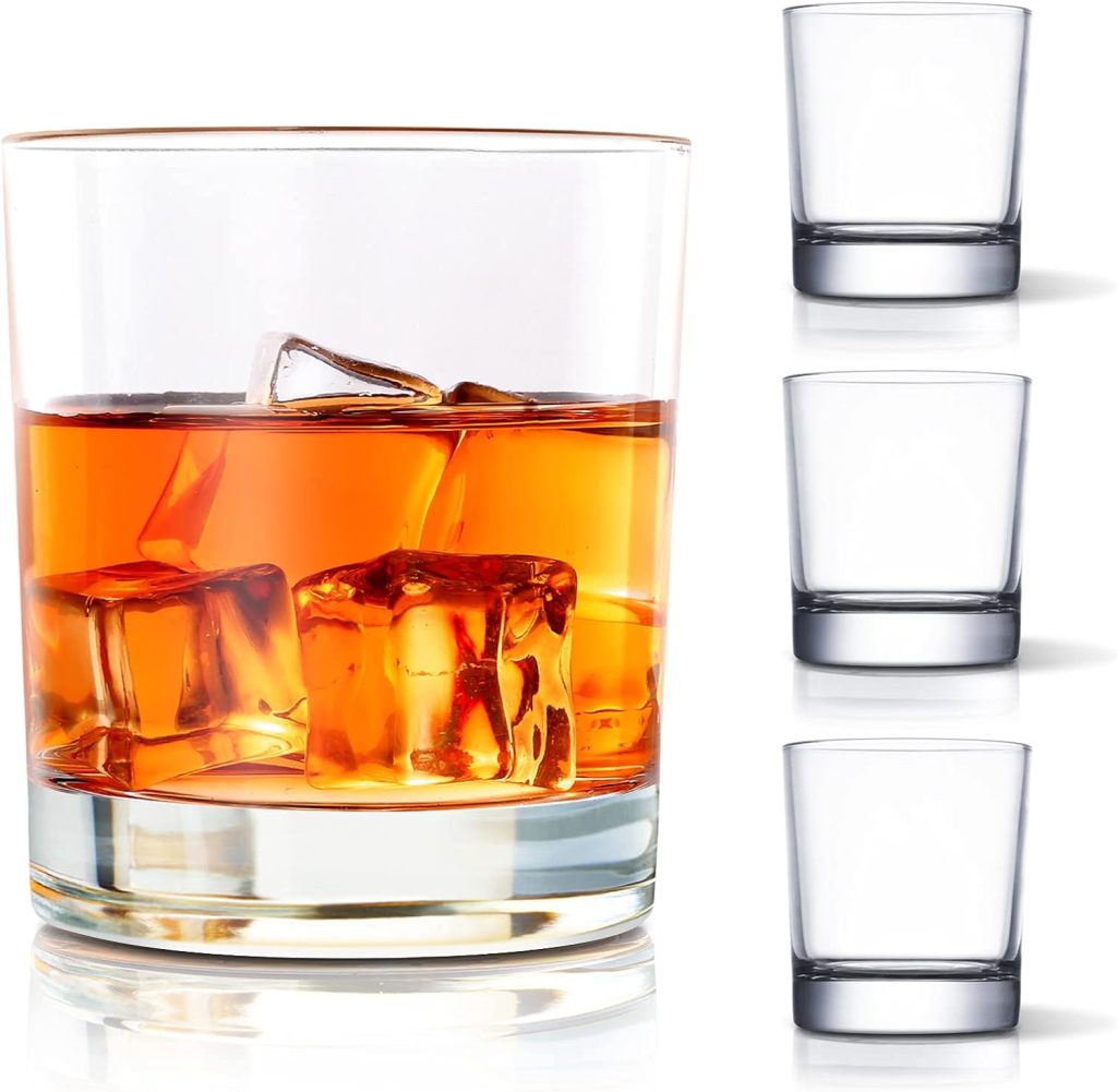 Whiskey Glasses Set of 4-11 OZ Old Fashioned Glasses/Premium Crystal Glasses, Perfect for Whiskey Lovers, Rocks Glasses for Scotch, Bourbon, Liquor, Rum, and Cocktail Drinks - Classic