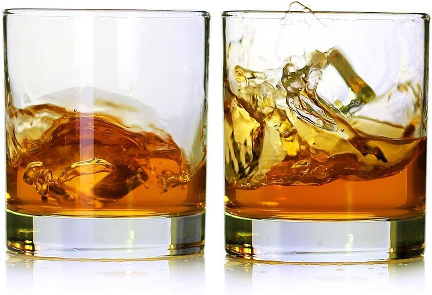 Whiskey Glasses,Set of 2,11 oz,Premium Scotch Glasses,Bourbon Glasses for Cocktails,Rock Style Old Fashioned Drinking Glassware,Perfect for Fathers Day,Party,Bars,Gift, Restaurants and Home