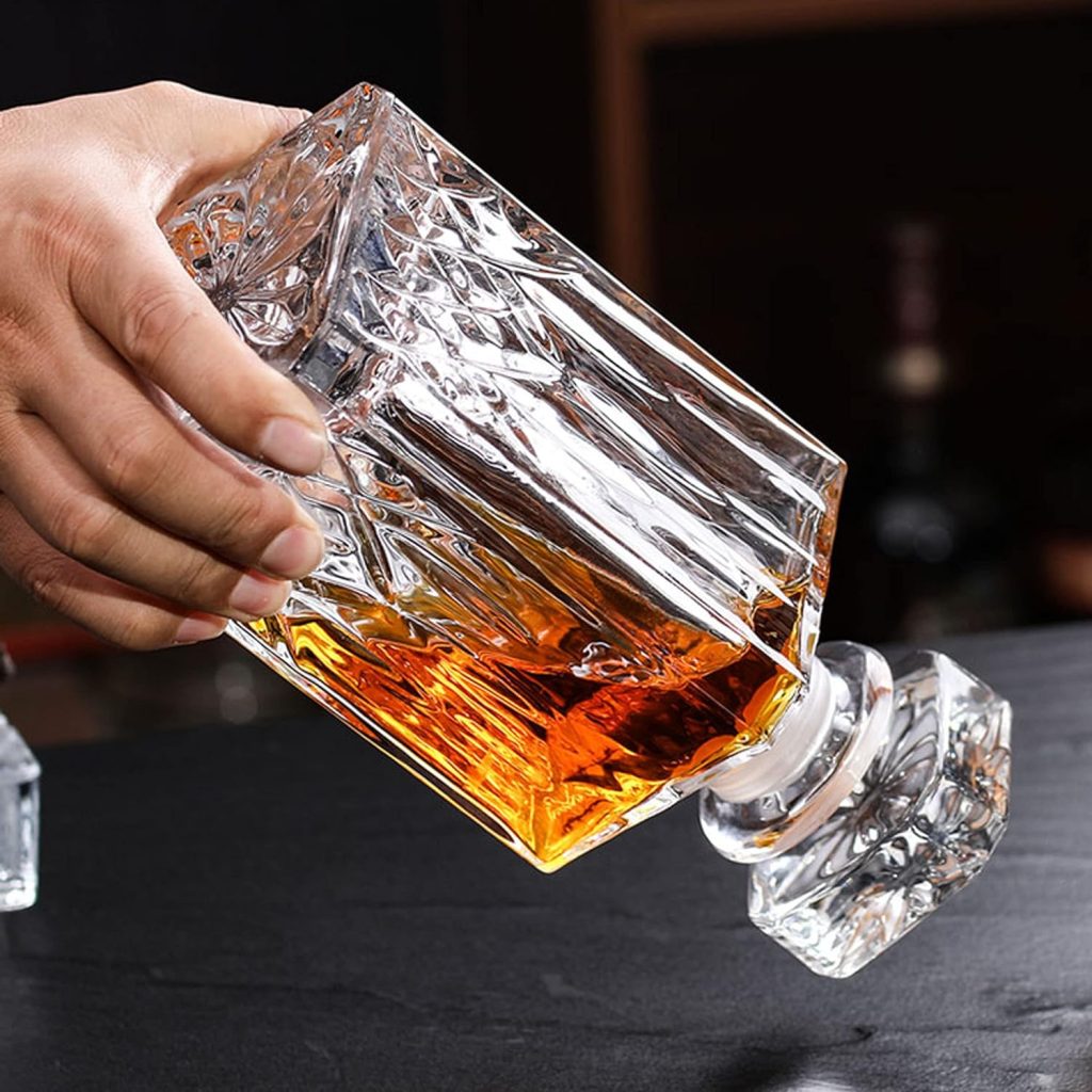 1PCS 33.8 oz Diamond Decanter Whiskey Decanter Crystal Whiskey Bottle – For Whiskey, Bourbon, Scotch and Spirits