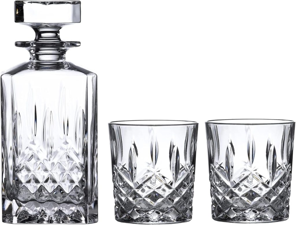 Marquis By Waterford Markham Square Decanter  Double Old Fashion Pair Decanter Set, 2 Count (Pack of 1), Clear, 30 fluid ounces