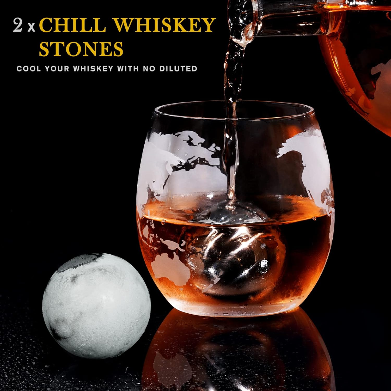 Whiskey Stones Gift Set For Men | Whiskey Glass And Stones