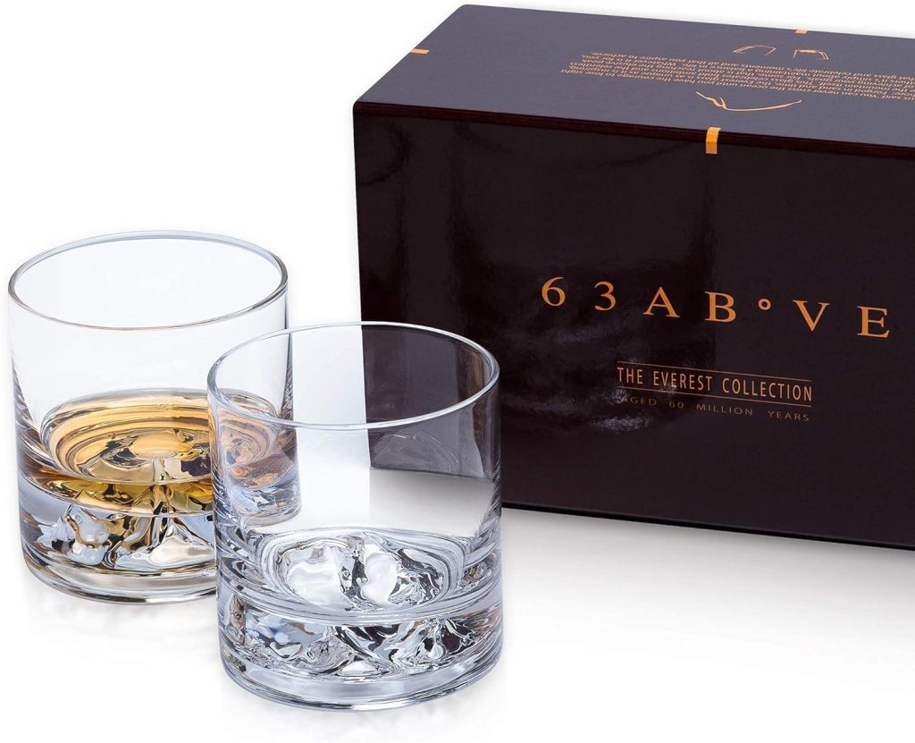EVEREST Whiskey Glasses Set of 2. Premium Bourbon Glasses for Scotch and Whisky Lovers - Luxury Whiskey Gift for Men, Husband or Dad.