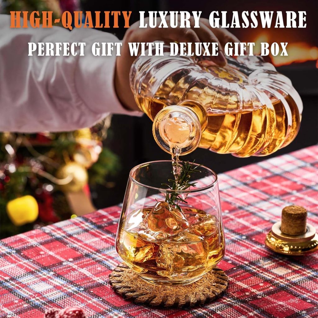 JBHO Premium Whiskey Glasses for Men- Set of 6-12 Oz Scotch Glasses - Old Fashioned Non-Lead Crystal Glass - Gift-Box Idea for Scotch Lovers/Glassware for Bourbon/Rum glasses/Bar Cocktail Glasses
