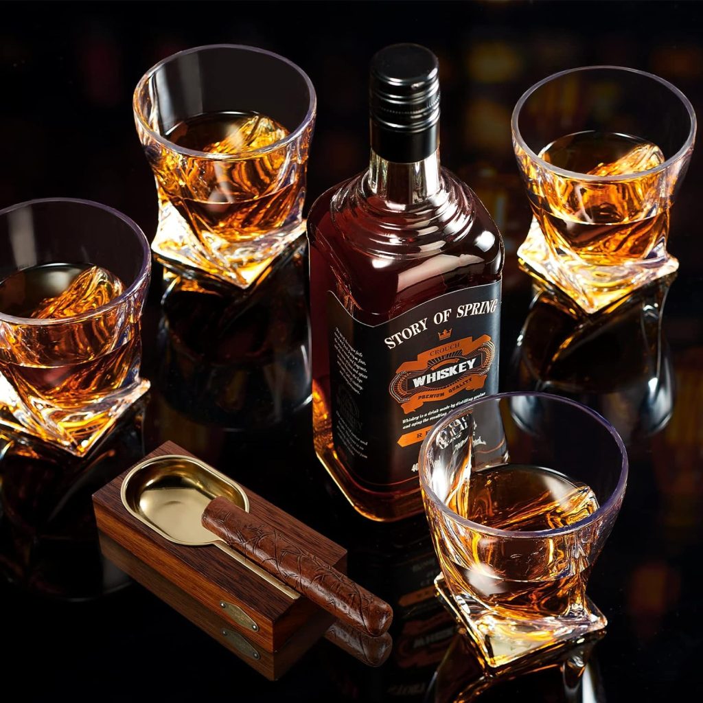 Old Fashioned Whiskey Glasses 10 OZ Rocks Glasses Set of 4, Gift Box - Barware For Bourbon, Scotch, Rum glasses for Men Women