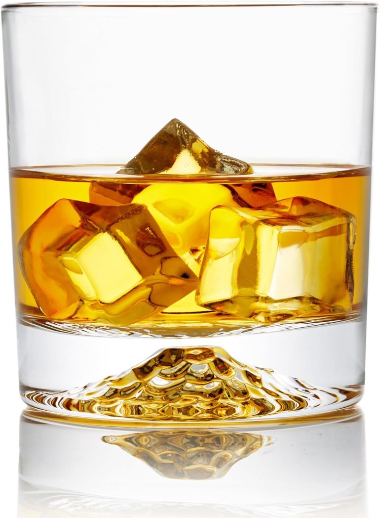 Crystal Old Fasioned Whiskey Glasses - Mountain Whiskey Glass- 10oz (Set of 4) - Perfect Weight and Sturdy - for Scotch, Bourbon, Manhattan/Lowball Tumbler - Ideal Gift