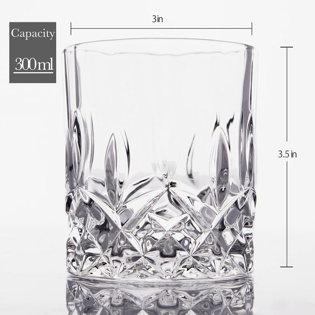 LEMONSODA Crystal Cut Old Fashioned Whiskey Glasses - With Premium Gift Box - 10oz Premium Lead-Free Crystal Glass Tumbler For Drinking Bourbon, Scotch, Cognac, Cocktails (Set of 2)