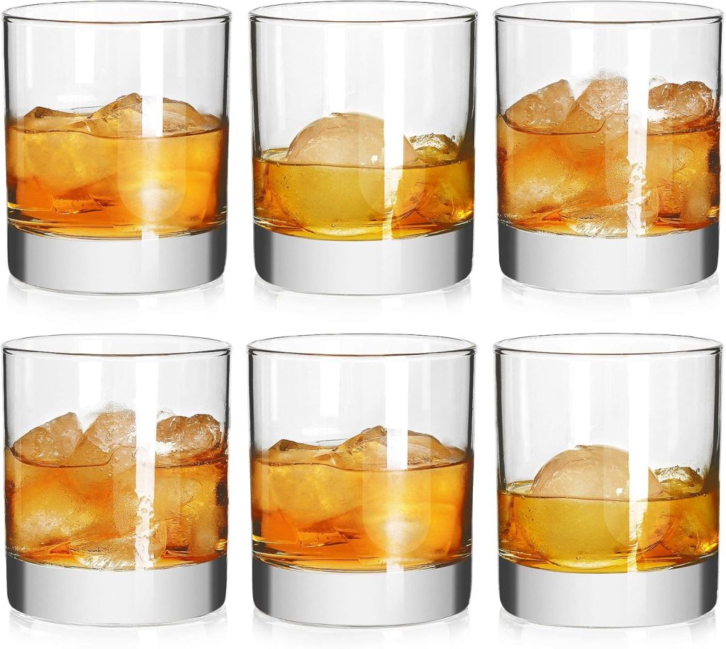 Rock Style Old Fashioned Whiskey Glasses 11 Ounce, Short Glasses For Camping/Party,Set Of 6