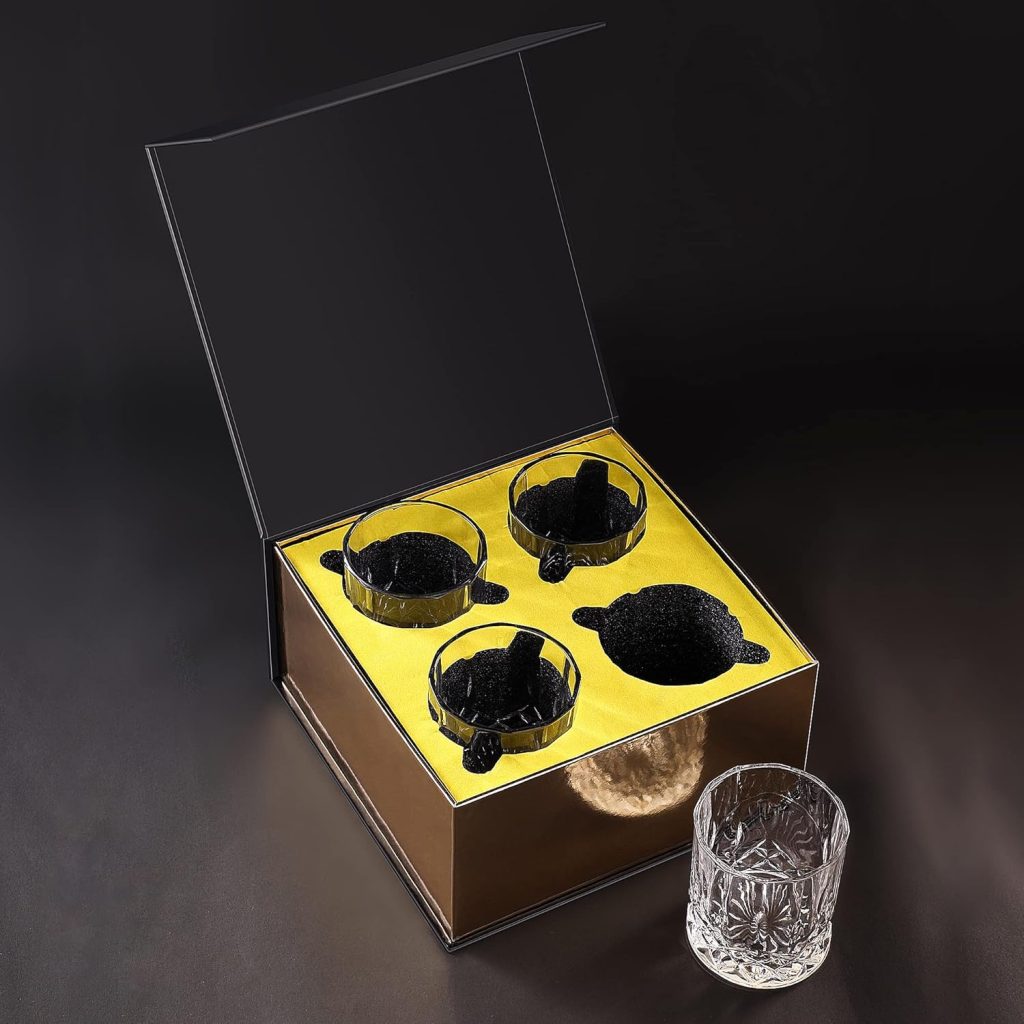 Whiskey Glasses Set of 4, 10 Oz Crystal Old Fashioned Whiskey Glass with Luxury Gift Box for Men Women for Drinking Bourbon Scotch Cocktail at Home Bar