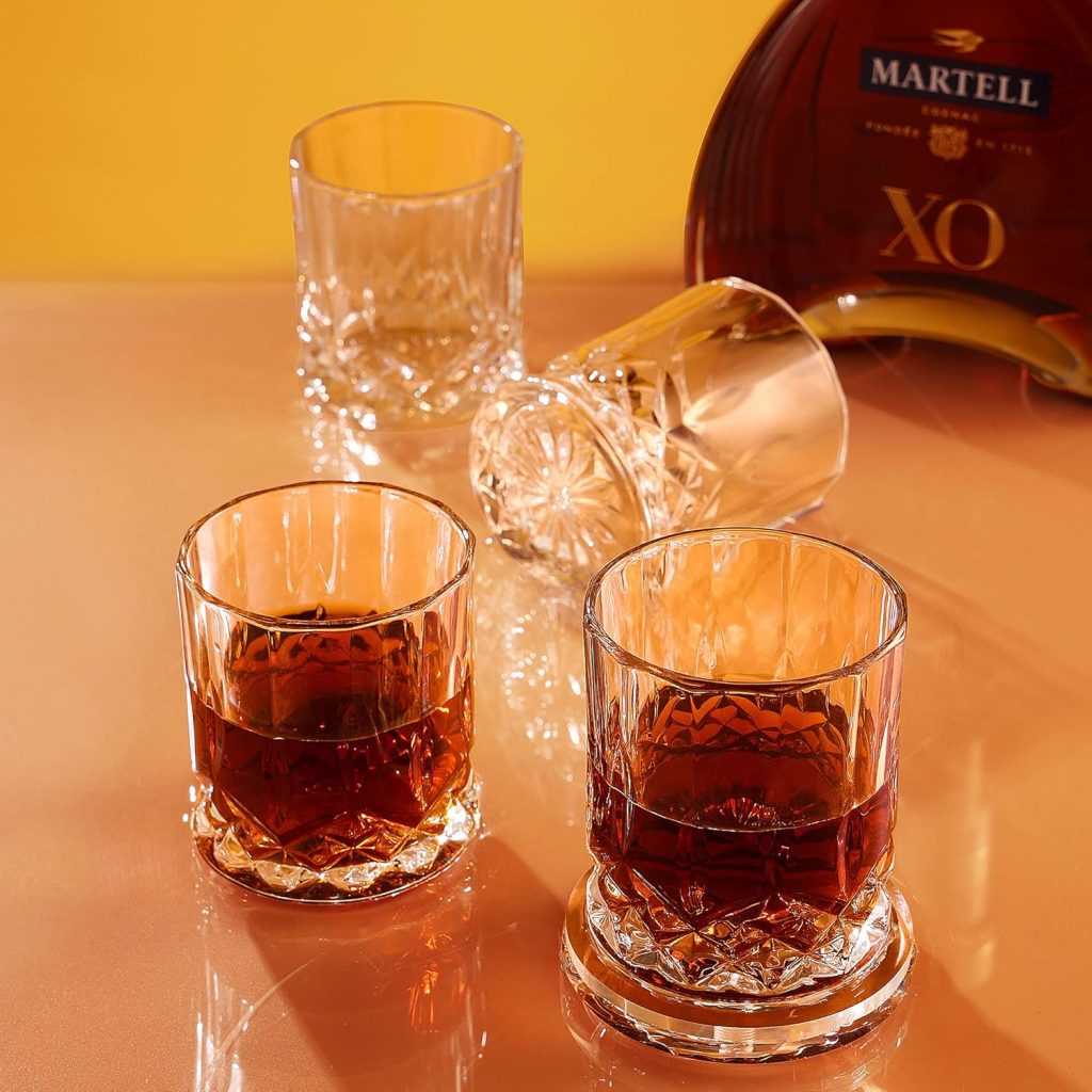 Whiskey Glasses Set of 4, 10 Oz Crystal Old Fashioned Whiskey Glass with Luxury Gift Box for Men Women for Drinking Bourbon Scotch Cocktail at Home Bar