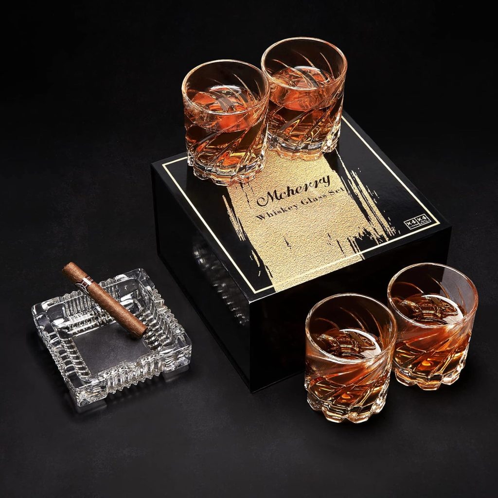 Whiskey Glasses with 4 Iceball molds and a Luxury Box, Old Fashioned Whiskey Glasses, Gifts for Dad from Daughter Son Kids, Best Father Ever Whiskey Glass, Gifts for Husband