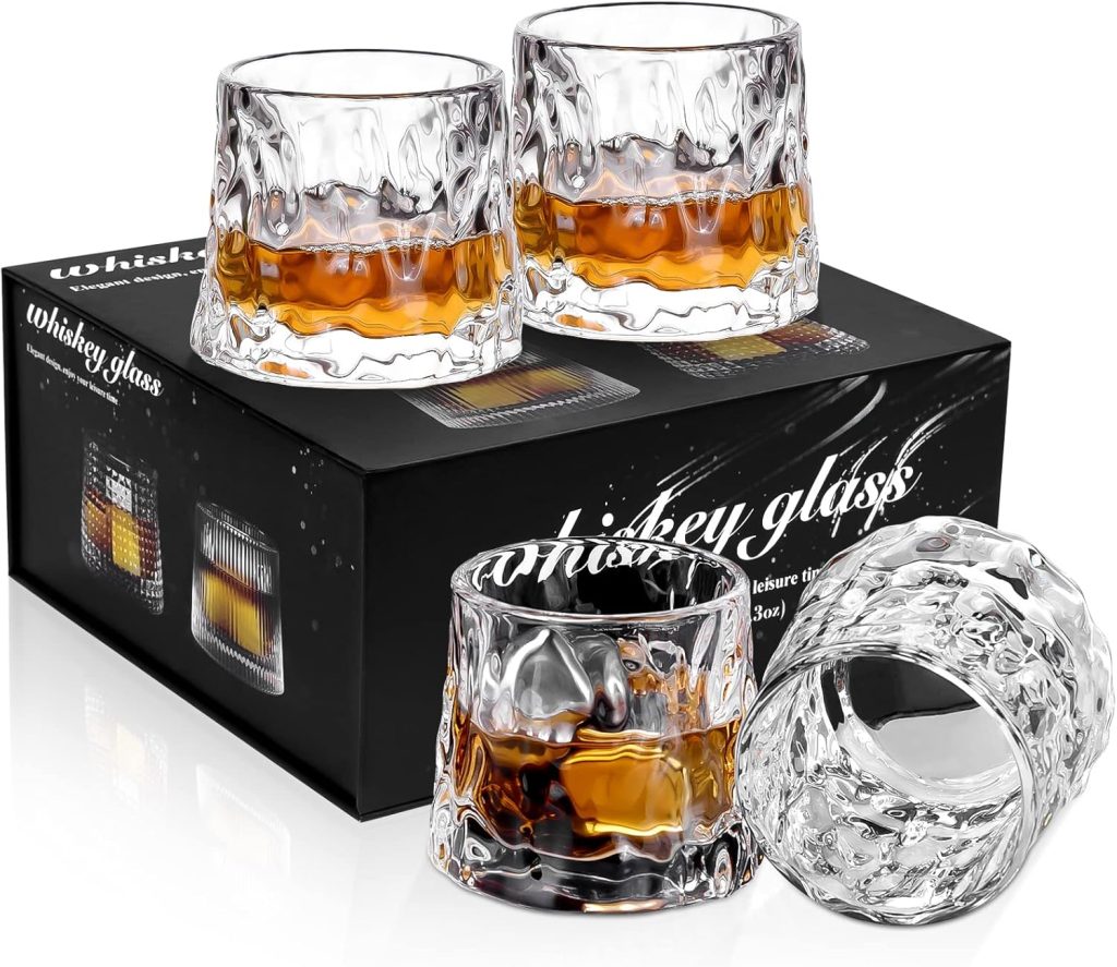 AFN Whiskey Gifts for Men, Old Fashioned Whiskey Glasses, 4 Crystal Glasses in Gift Box for Drinking Bourbon, Scotch Whisky, Cocktail, Liquor, Brandy, Rum for Men Women at Home Bar (Water Wave Style) AFN Whiskey Gifts for Men, Old Fashioned Whiskey Glasses, 4 Crystal Glasses in Gift Box for Drinking Bourbon, Scotch Whisky, Cocktail, Liquor, Brandy, Rum for Men Women at Home Bar (Water Wave Style)