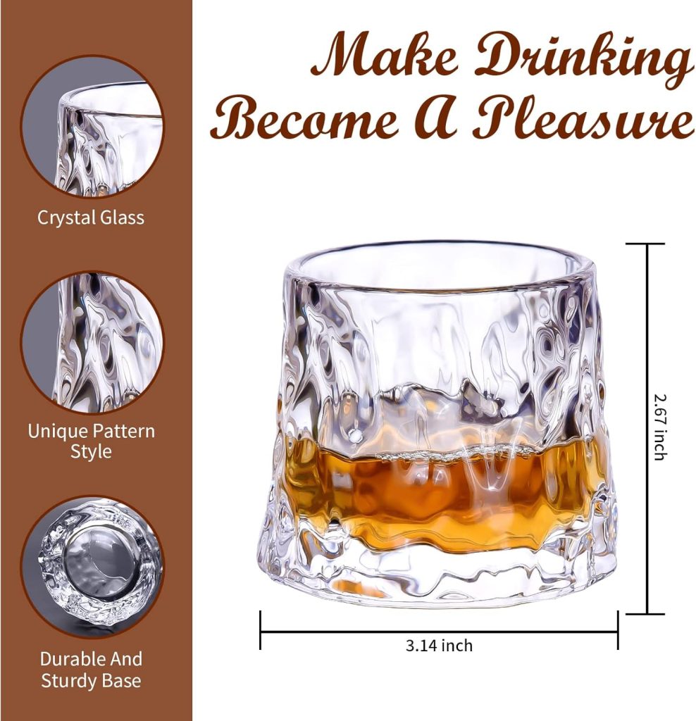 AFN Whiskey Gifts for Men, Old Fashioned Whiskey Glasses, 4 Crystal Glasses in Gift Box for Drinking Bourbon, Scotch Whisky, Cocktail, Liquor, Brandy, Rum for Men Women at Home Bar (Water Wave Style) AFN Whiskey Gifts for Men, Old Fashioned Whiskey Glasses, 4 Crystal Glasses in Gift Box for Drinking Bourbon, Scotch Whisky, Cocktail, Liquor, Brandy, Rum for Men Women at Home Bar (Water Wave Style)