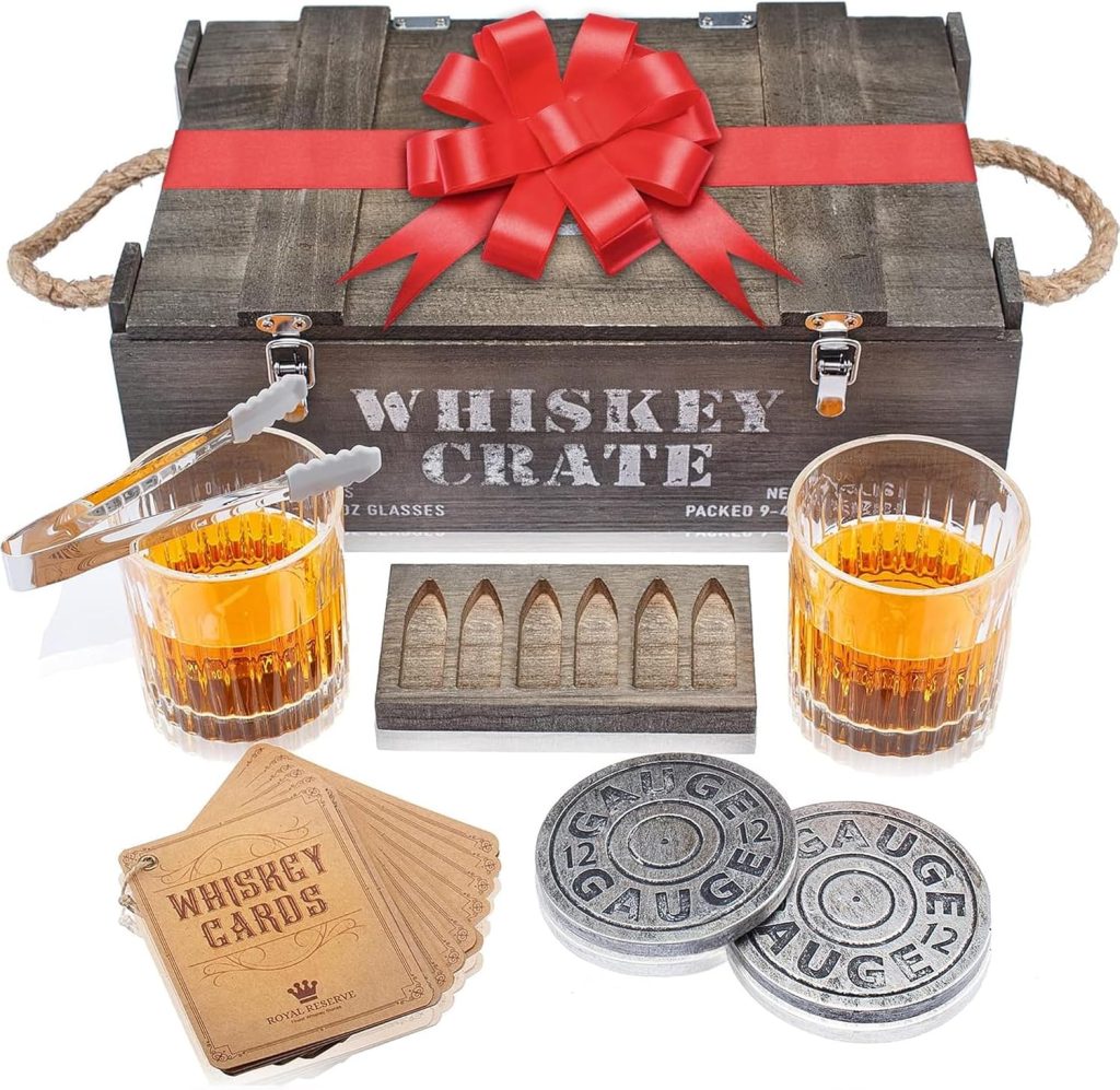 Bullet Whiskey Stones Gift Set by Royal Reserve | Artisan Crafted Bourbon Glasses, Coasters, Crate – Whiskey Gifts for Men Husband Dad Boyfriend Ranger Hunter Bullet Whiskey Stones Gift Set by Royal Reserve | Artisan Crafted Bourbon Glasses, Coasters, Crate – Whiskey Gifts for Men Husband Dad Boyfriend Ranger Hunter