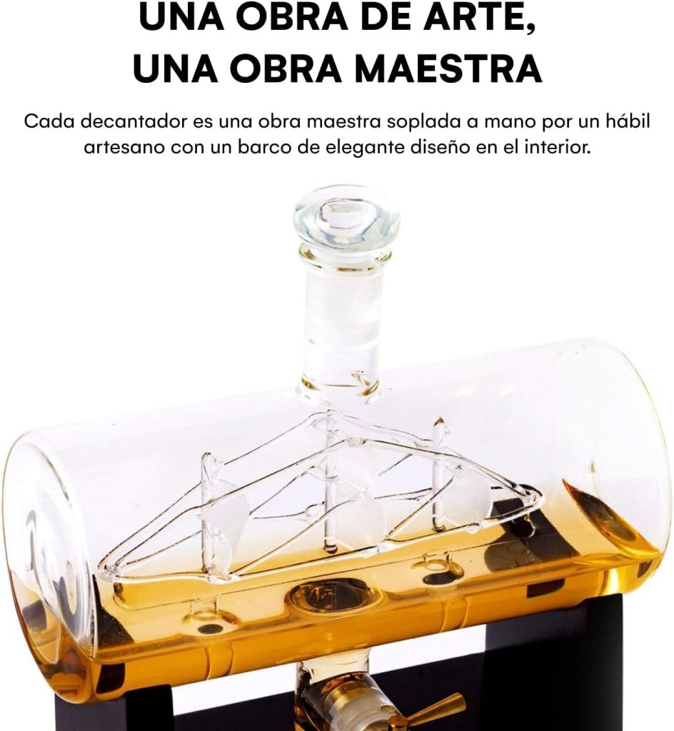 flybold Whiskey Decanter Set - Glass Set Antique Barrel Ship Decanter Handblown Gifts for men Includes Stand 1160ml Dispenser 2 Whiskey Globe Glasses for Scotch Bourbon Wine Rum Tequila flybold Whiskey Decanter Set - Glass Set Antique Barrel Ship Decanter Handblown Gifts for men Includes Stand 1160ml Dispenser 2 Whiskey Globe Glasses for Scotch Bourbon Wine Rum Tequila