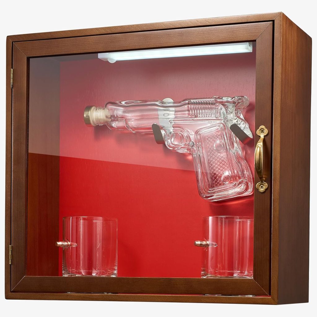 Gifts for Men Dad, 10.1 Oz Whiskey Gun Decanter Set + 2 Bullet Glasses - Unique Birthday Pistol Gift Ideas Daughter Son, Personalized Liquor Dispenser - Scotch Bourbon Vodka, Him, Brother Husband