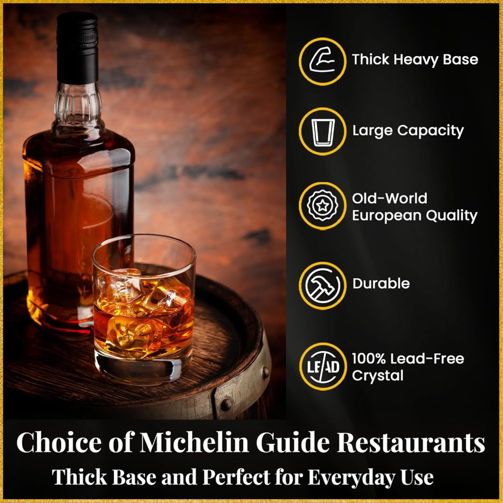 Ravenscroft Double Old Fashioned Whiskey Glasses, Made in Europe, Set of 6,100% Lead-Free Crystal, 11.5 Fl Oz. Heavy Base, Perfect for Rocks, Scotch, Bourbon, Cognac, Vodka, Dishwasher-Safe