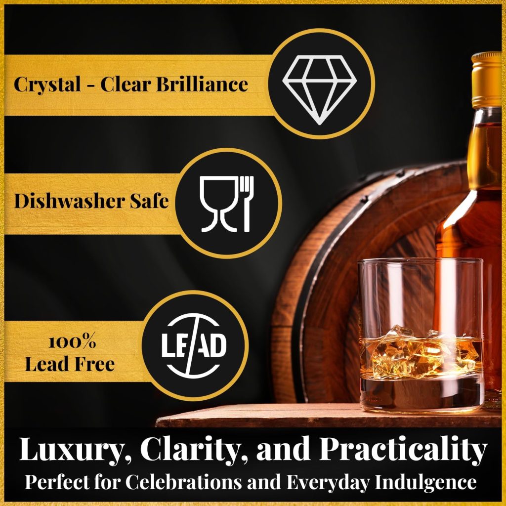 Ravenscroft Double Old Fashioned Whiskey Glasses, Made in Europe, Set of 6,100% Lead-Free Crystal, 11.5 Fl Oz. Heavy Base, Perfect for Rocks, Scotch, Bourbon, Cognac, Vodka, Dishwasher-Safe