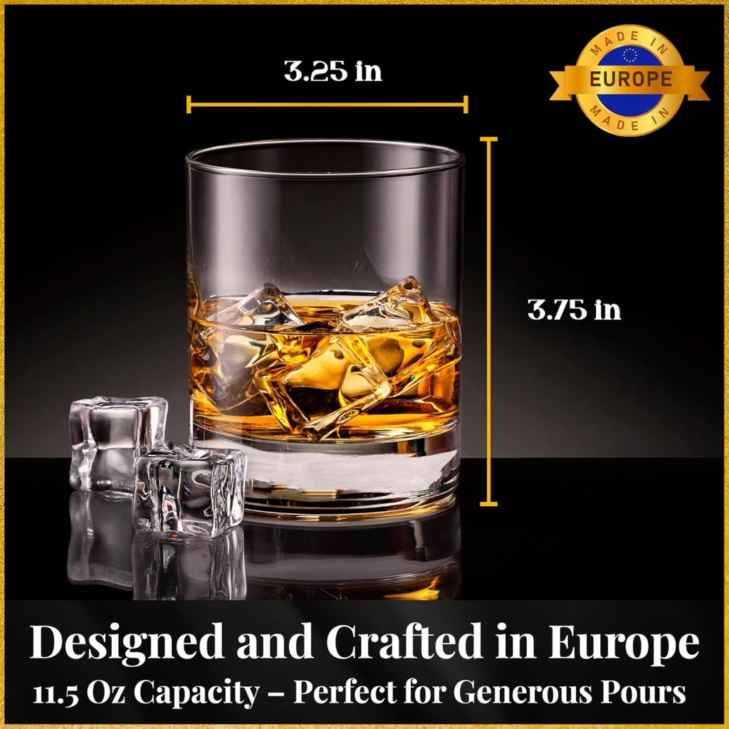 Ravenscroft Double Old Fashioned Whiskey Glasses, Made in Europe, Set of 6,100% Lead-Free Crystal, 11.5 Fl Oz. Heavy Base, Perfect for Rocks, Scotch, Bourbon, Cognac, Vodka, Dishwasher-Safe